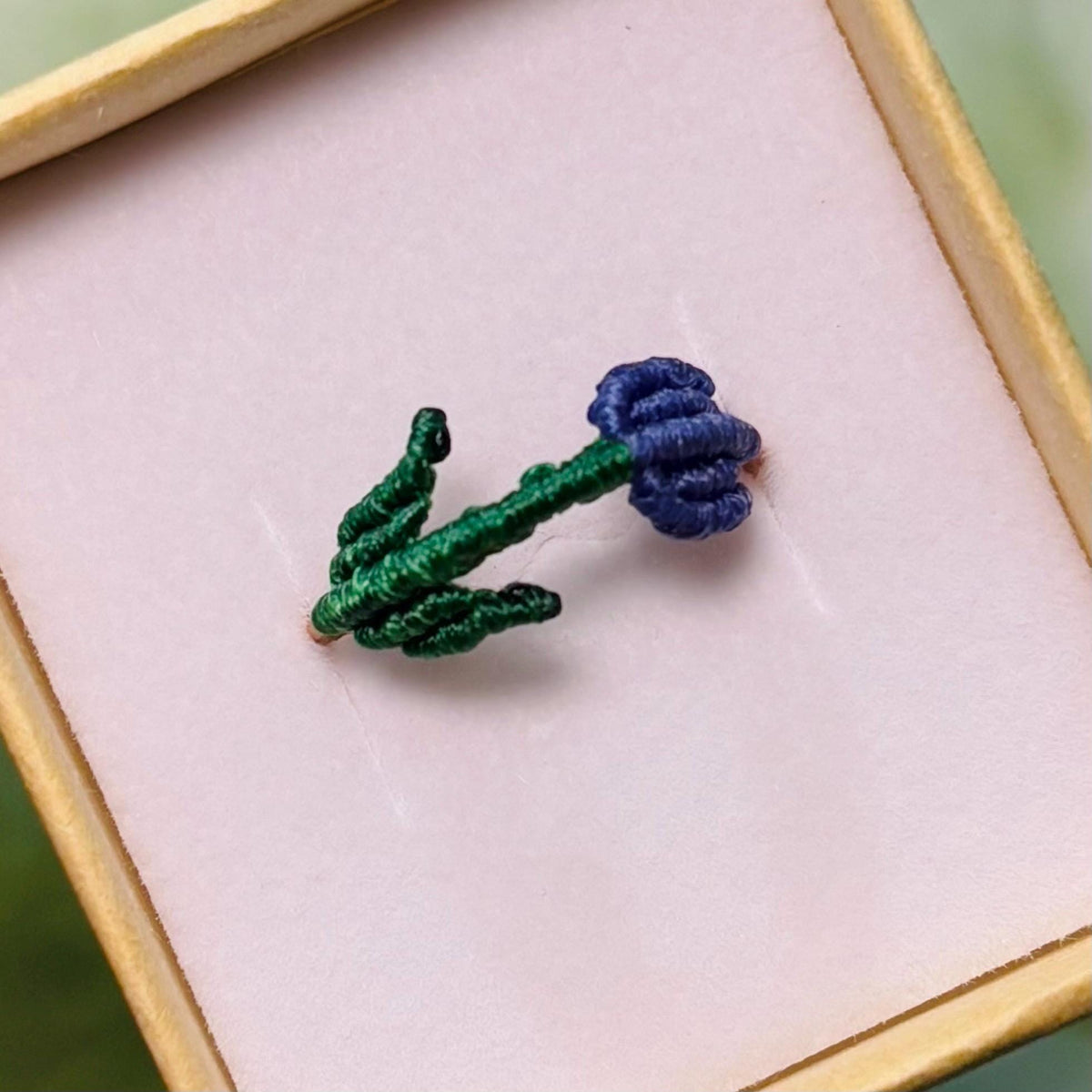 Purple Tulip Flower Macrame Adjustable Ring