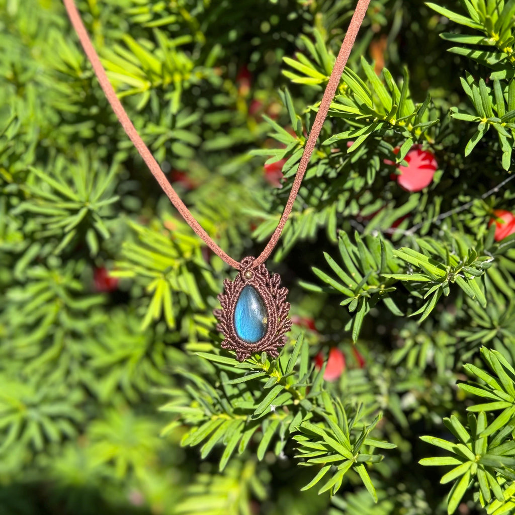 Macrame Labradorite Necklace, Gift for her