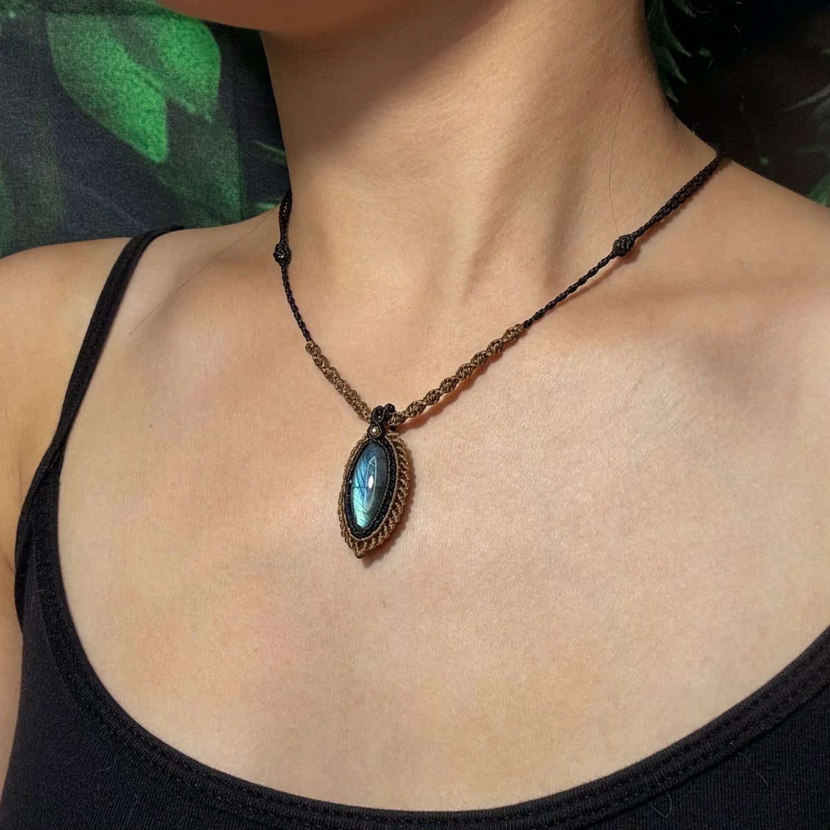 Labradorite Macrame Adjustable Necklace
