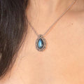 Labradorite Pendant Tan Sand Cord  Choker