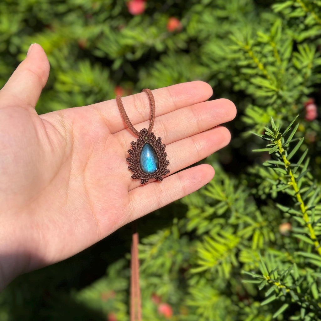 Macrame Labradorite Necklace, Gift for her