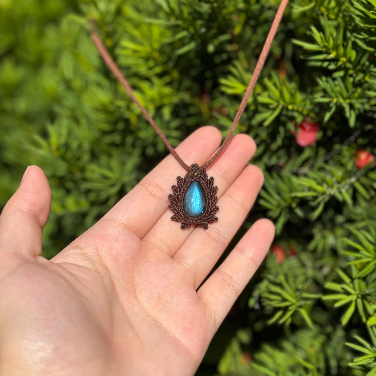 Macrame Labradorite Necklace, Gift for her