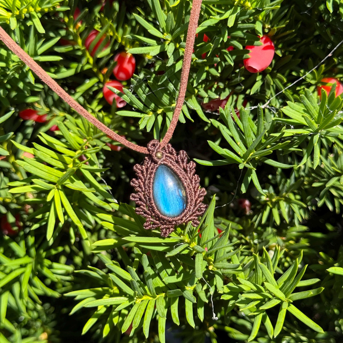 Macrame Labradorite Necklace, Gift for her
