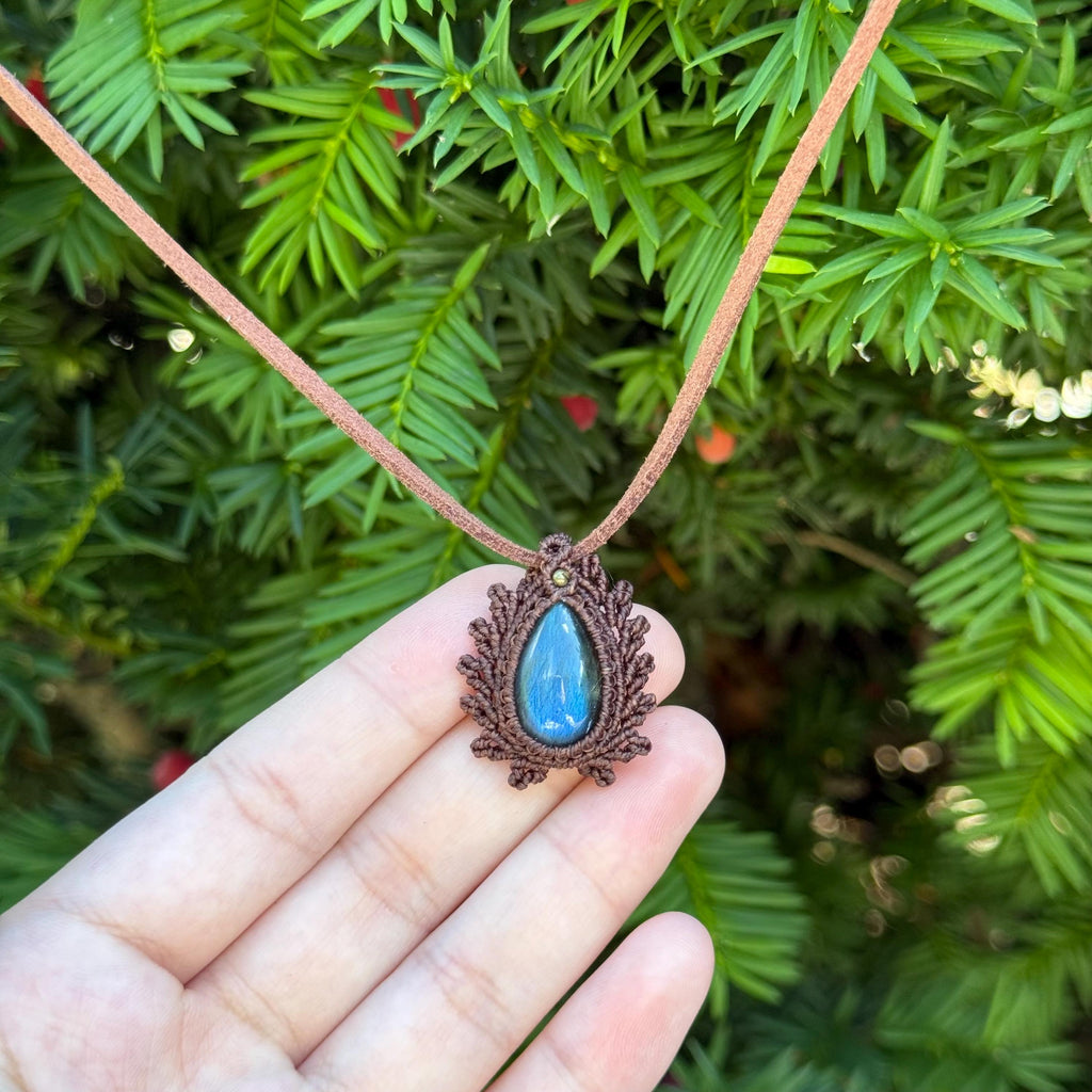 Macrame Labradorite Necklace, Gift for her