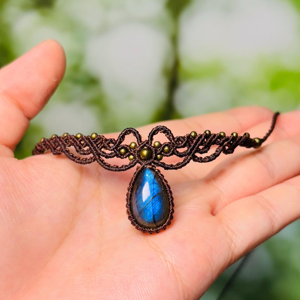 Earthy Labradorite Micro macrame Choker