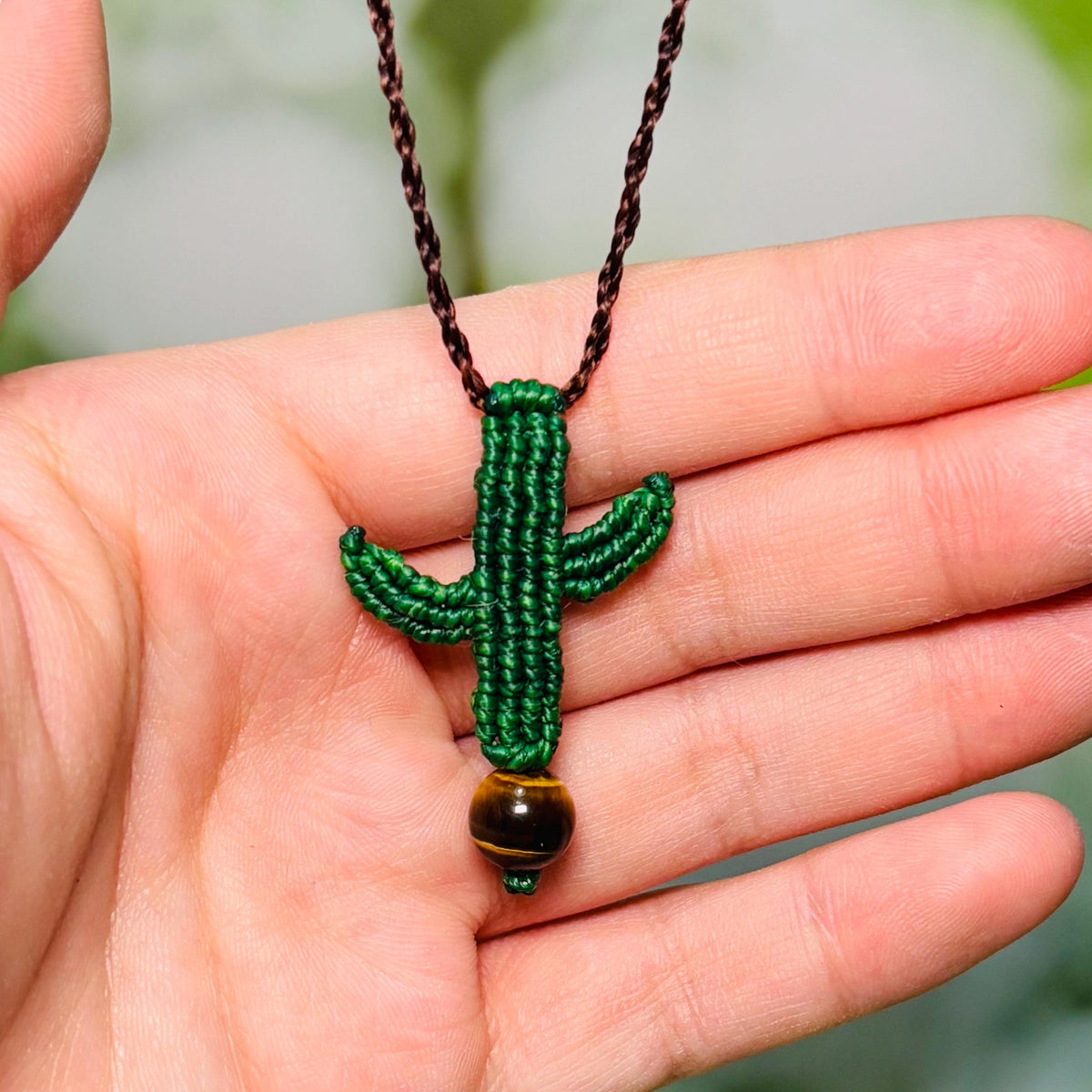 Handmade Cute Cactus Macrame Necklace
