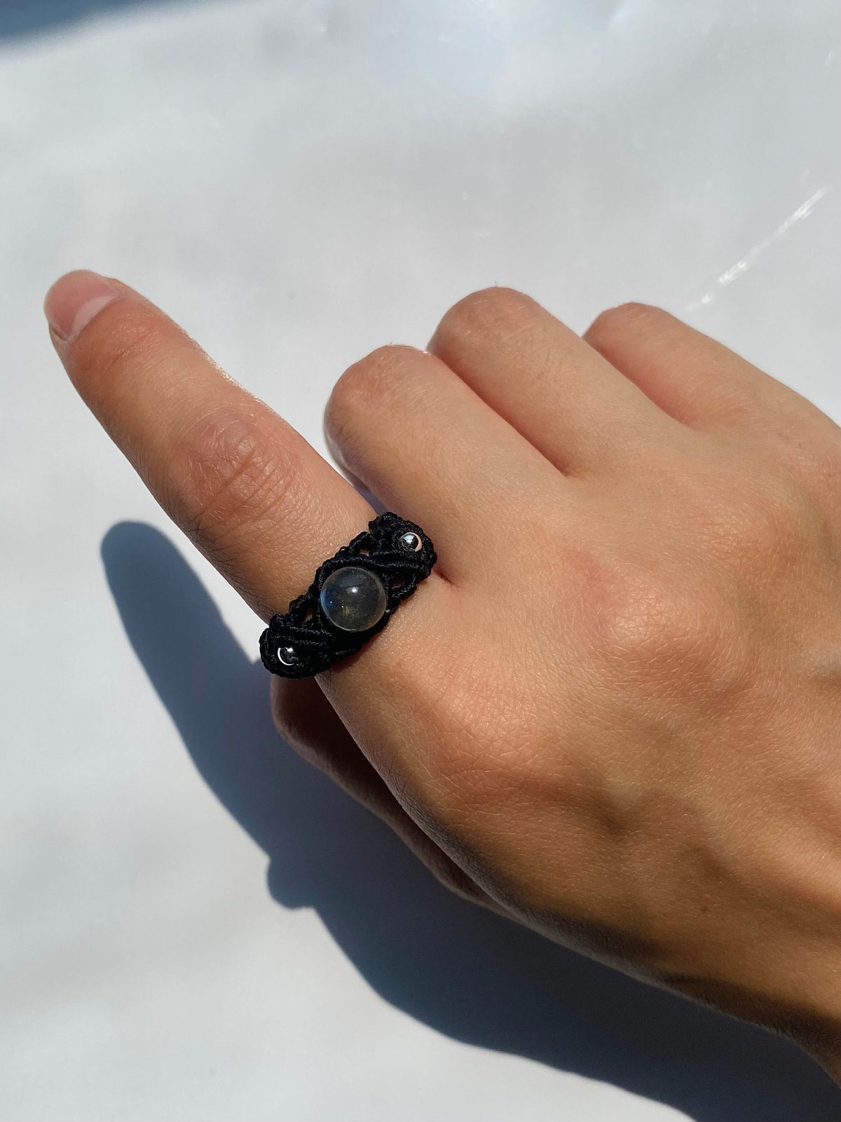 Amethyst Macrame Ring