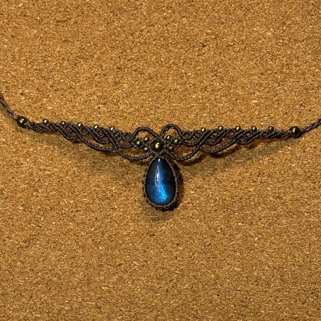 Handmade Labradorite Macrame Choker Necklace