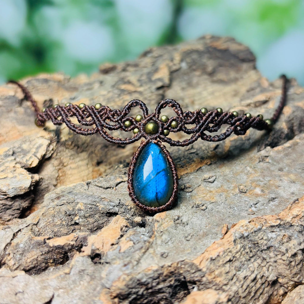 Earthy Labradorite Micro macrame Choker