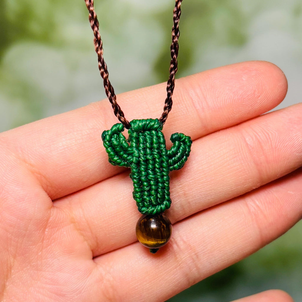 Handmade Cute Cactus Macrame Necklace