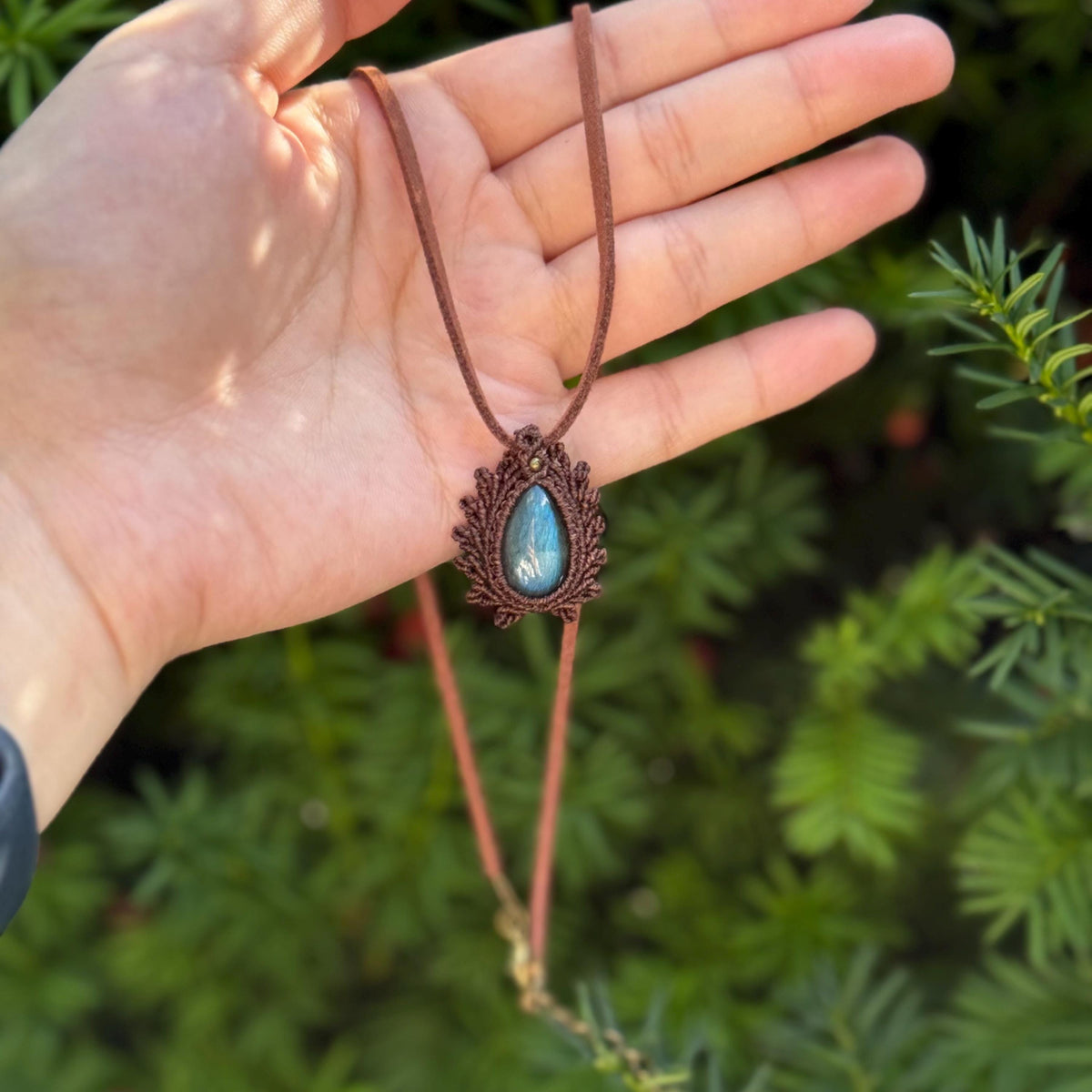 Macrame Labradorite Necklace, Gift for her