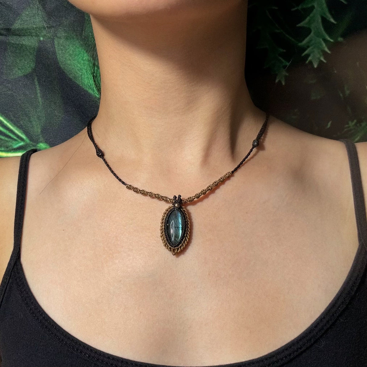 Labradorite Macrame Adjustable Necklace