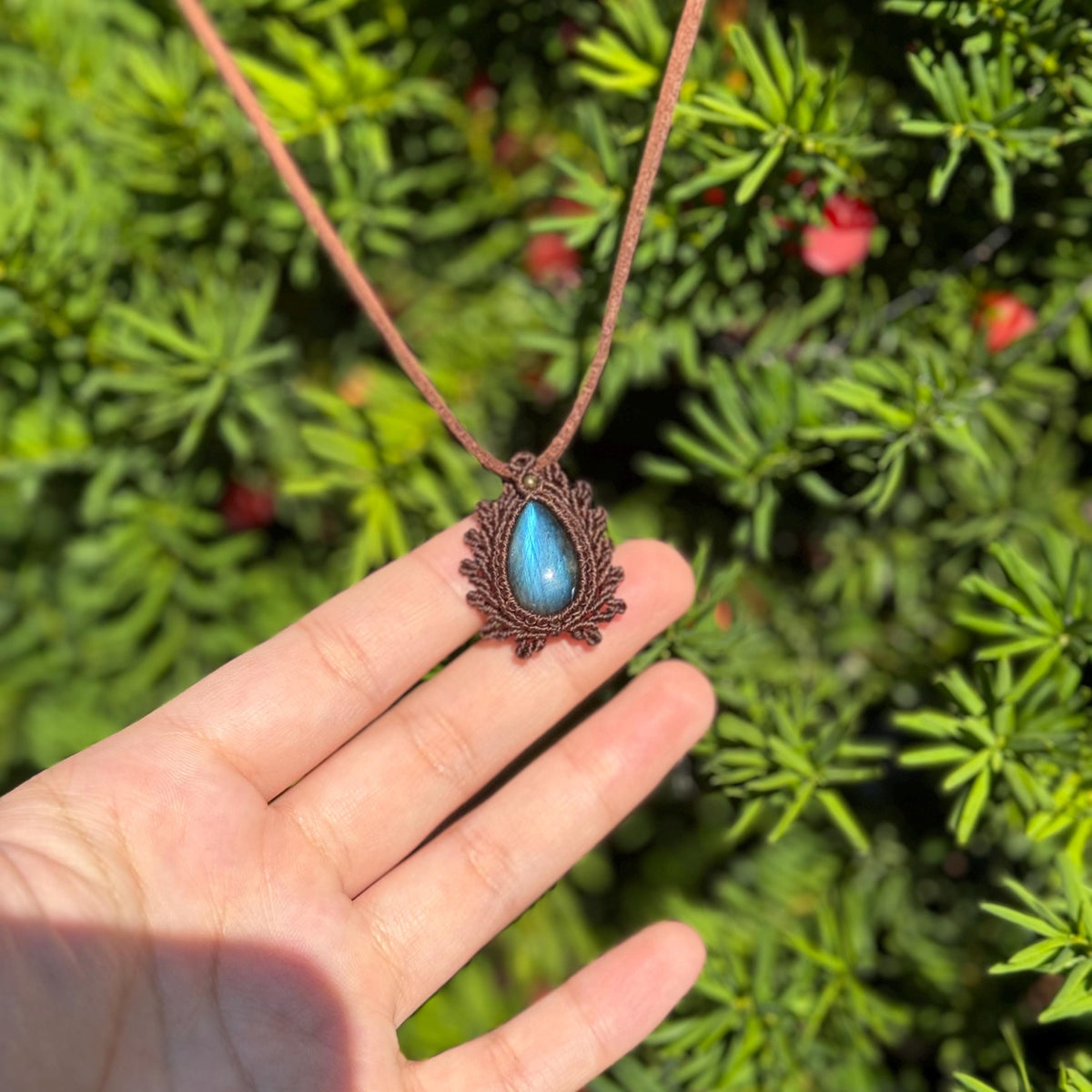 Macrame Labradorite Necklace, Gift for her