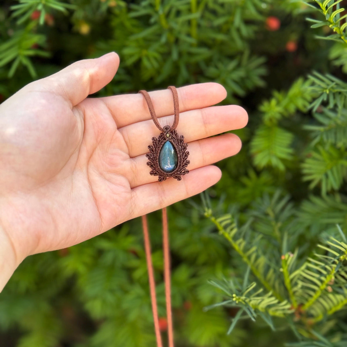 Macrame Labradorite Necklace, Gift for her