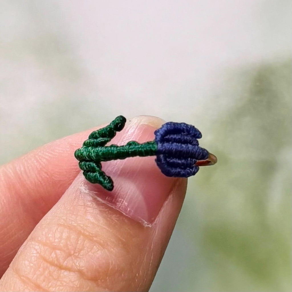 Purple Tulip Flower Macrame Adjustable Ring