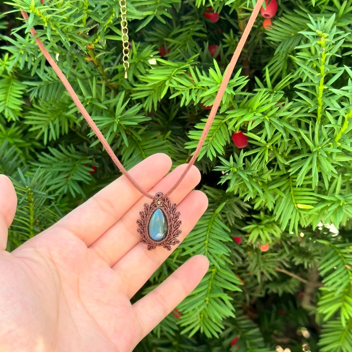 Macrame Labradorite Necklace, Gift for her